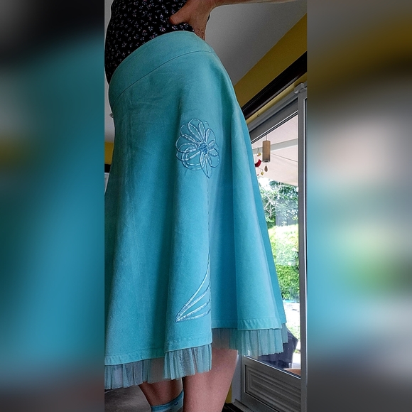 Aqua circle skirt vintage style 50's - Picture 10 of 16